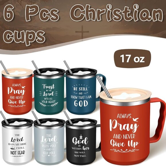 Christian Coffee Mugs Set Insulated 17 oz Bible Verse Religious Gifts - Picture 3 of 7